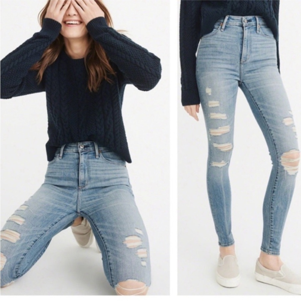 Abercrombie & Fitch Simone High Rise Super Skinny Light Blue Jeans